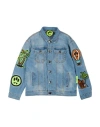 Barrow Light Blue Jacket For Kids With Iconic Smiley And Patch In Blue