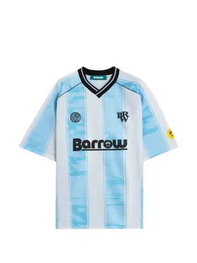 Barrow Triacetate T Shirt V Neck Stripes Graphic In Blue