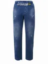 Barrow Denim-effect Cotton Trousers With Logo In Navy