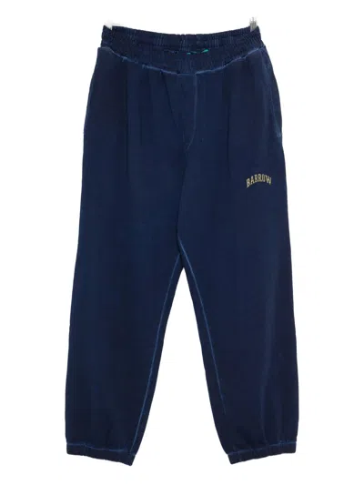 Barrow Unisex Cotton Sweatpants With Drawstring Waist And Printed Logo In Blue