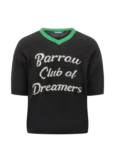 Barrow V-neck Knitted T-shirt In Black