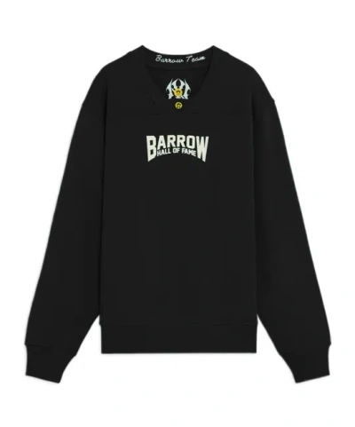 Barrow V-neck Logo Sweatshirt In Black