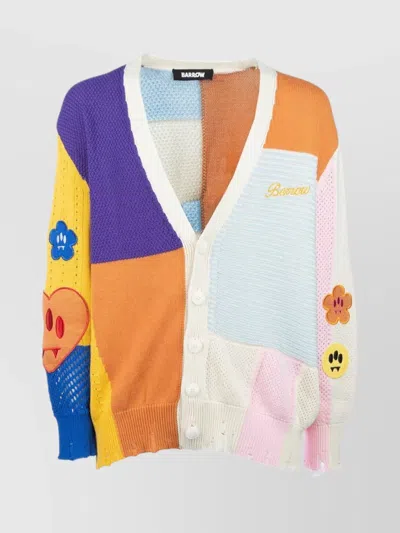 Barrow V-neck Patchwork Ribbed Hem Cuffs In Multicolor