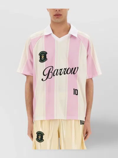 Barrow V Neck Striped Number Print T-shirt