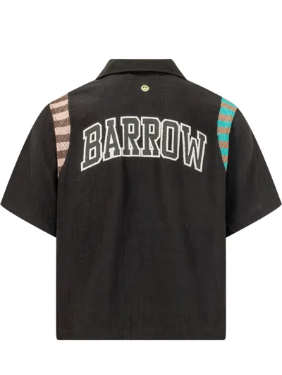 Barrow Viscose Mini Shirt With Cut Sleeves In Nero