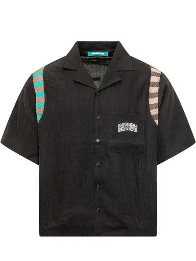 Barrow Viscose Mini Shirt With Cut Sleeves In Black