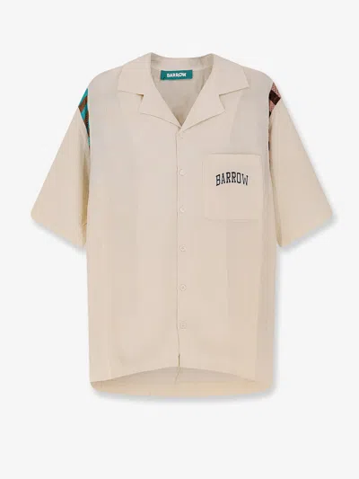 Barrow Viscose Shirt With Front Logo Print In Sand