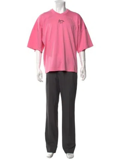 Pre-owned Barrow V-neck Short Sleeve T-shirt In Pink