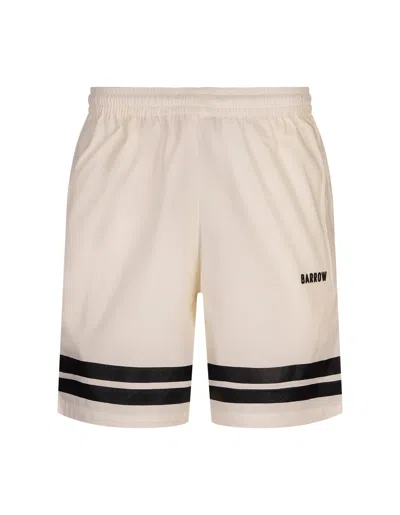 Barrow White Bermuda Shorts With Bands On The Bottom In Vanilla