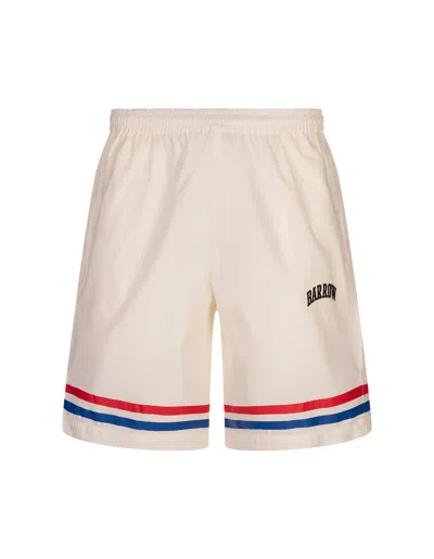 Barrow White Bermuda Shorts With Bands On The Bottom In Bianco Sporco