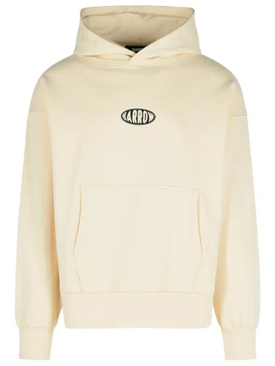 Barrow White Cotton Sweatshirt In Beige