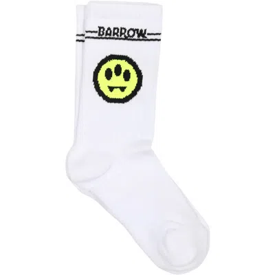 Barrow White Socks For Kids With Logo And Smiley In Bianco
