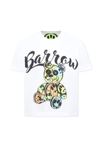 Barrow White T-shirt For Kids With Bear Print