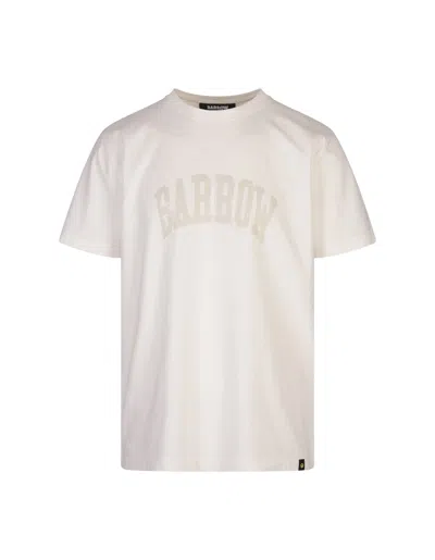 Barrow White T-shirt With Lettering And Graphic Print With Smile