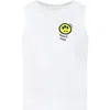 Barrow White Tank Top For Girl With Logo In Bianco