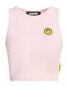 Barrow Dove Grey Crop Top With Logo In Pink