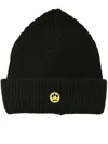 Barrow Smiley-patch Cotton Beanie In Black