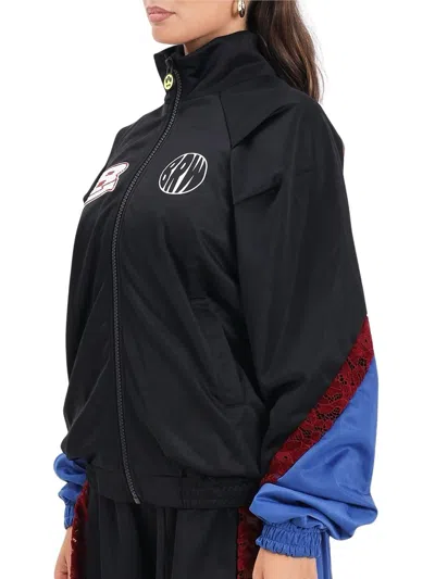Barrow Zip Sweatshirt With Lace Detailing And Bold Accents In Black