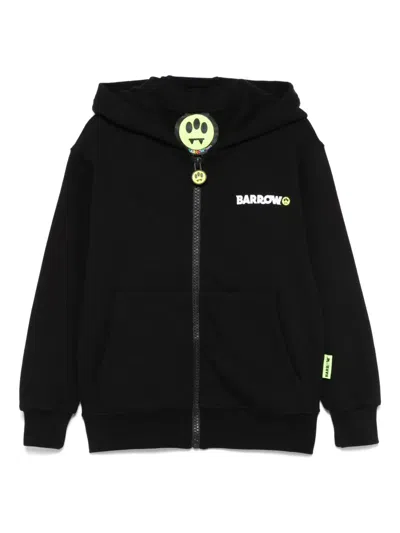 Barrow Kids' Black Zippered Hoodie With Front And Back Logo