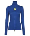 Barrow Ribbed High-neck Zip-front Cardigan In Blue