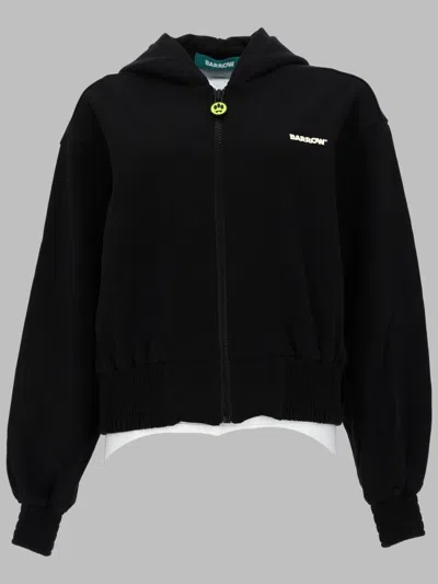 Barrow Zip-up Cotton Sweatshirt In Black