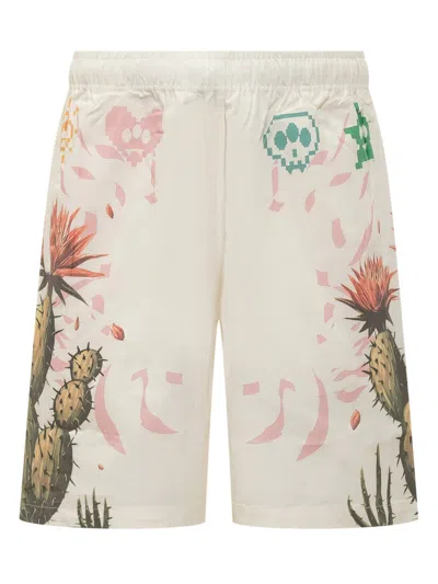 Barrow's Beige Graphic Shorts In Neutral