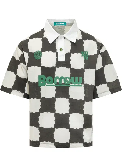Barrow's Blackwhite Graphic Shirt Collar Polo In Multi