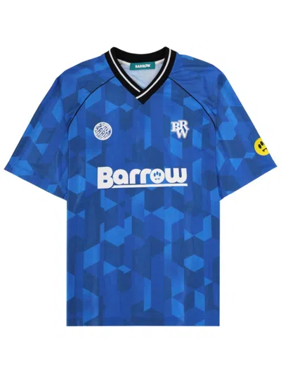 Barrow's Blue Geometric V Neck T-shirt