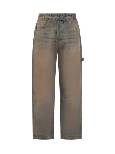Barrow's Blue Relaxed Mid Rise Jeans In Brown