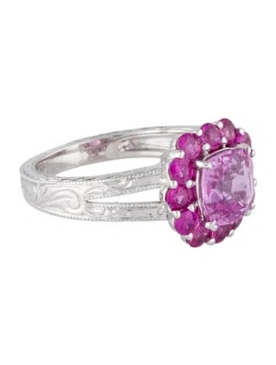 Pre-owned Barry Brinker 18k 3.59ctw Sapphire Engraved Cocktail Ring In Multi