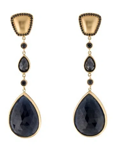 Pre-owned Barry Brinker 18k Sapphire & Diamond Drop Earrings In Multi