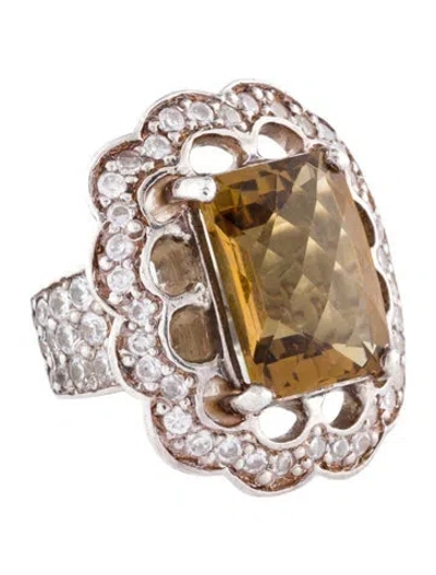 Pre-owned Barry Brinker Citrine & Cubic Zirconia Cocktail Ring In Multi