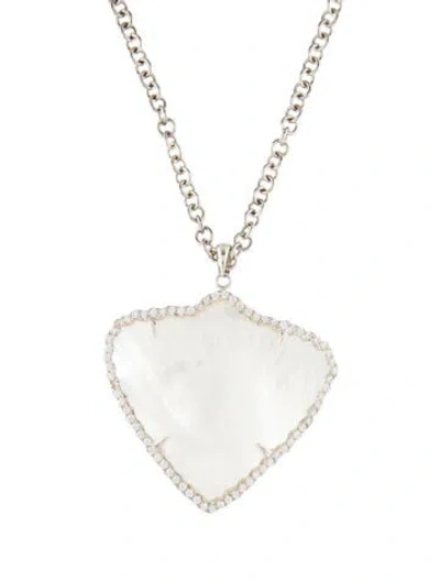 Pre-owned Barry Brinker Mother Of Pearl & Cubic Zirconia Pendant Necklace, 18.75" In Multi