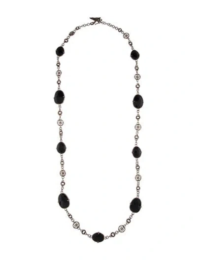 Pre-owned Barry Brinker Onyx Station Necklace, 38" In Multi