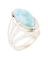 Barse Abstract Blue Larimar And Silver Statement Ring In Blue