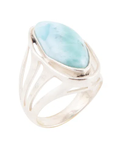 Barse Abstract Blue Larimar And Silver Statement Ring
