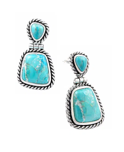 Barse Arizona Blue Turquoise And Silver Roped Earrings