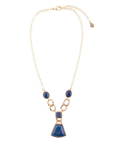 Barse Atehena Genuine Blue Agate Abstract Statement Necklace
