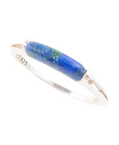 Barse Bar None Sterling Silver And Onyx Ring In Genuine Azurite