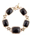 Barse Black Onyx Golden Rectangle Link Bracelet In Genuine Onyx