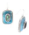 Barse Blue Apatite And Abalone Stacked Sterling Square Drop Earrings In Genuine Apatite,abalone