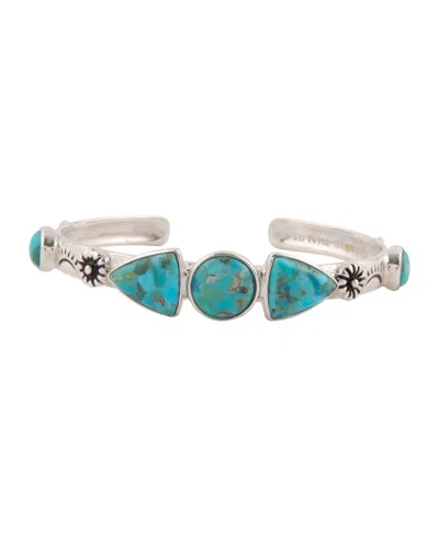 Barse Blue Turquoise And Silver Cuff Bracelet In Metallic