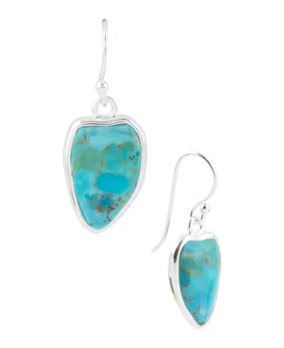Barse Blue Turquoise And Silver Drop Earrings