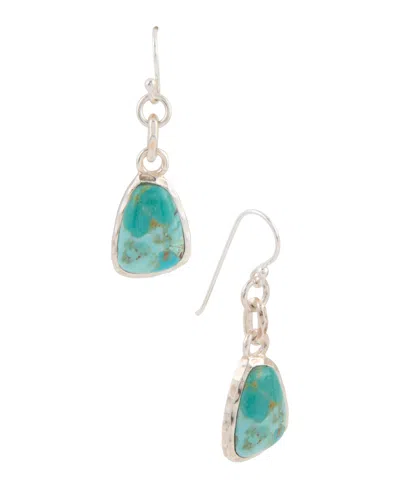 Barse Blue Turquoise And Silver Drop Earrings