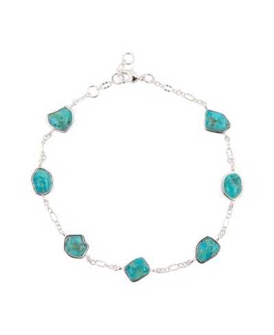 Barse Blue Turquoise And Silver Line Bracelet