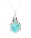 Barse Blue Turquoise And Sterling Silver Hexagon Pendant Necklace In Genuine Turquoise