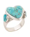 Barse Blue Turquoise Heart Silver Statement Ring In Silver