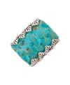 Barse Blue Turquoise Silver Slice Statement Ring In Blue