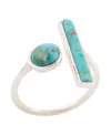 Barse Blue Turquoise Size Adjustable Silver Ring In Silver