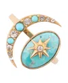 Barse Celestial Blue Turquoise Golden Bypass Ring In Gold